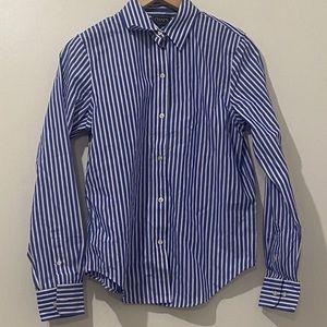 Chaps blue striped button up shirt.